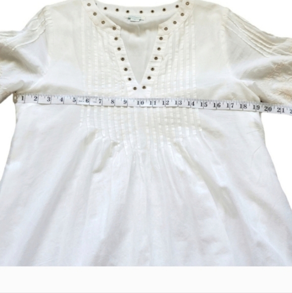 Sundance Cream Nicolette Sweet Cotton Dress V Neck Embroidery Short Sleeve - Picture 5 of 8